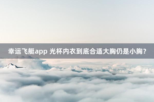 幸运飞艇app 光杯内衣到底合适大胸仍是小胸？
